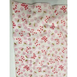 Pink Floral & Strawberry Fabric Pillowcase 1 count 17x27 inch Handmade